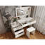 Coiffeuse à DEL avec miroir, coiffeuse blanche, tiroirs de rangement, tabouret assorti et compartiments pour brosses à maquillage, matériau, couleur antique, 53,72 po de profondeur, 15,33 de largeur, 51,88