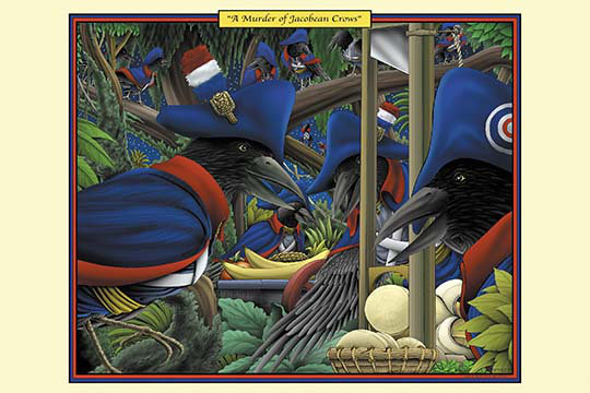 « a murder of jacobean crows », impression, H 30 po x l 20 po x P 1,5 po