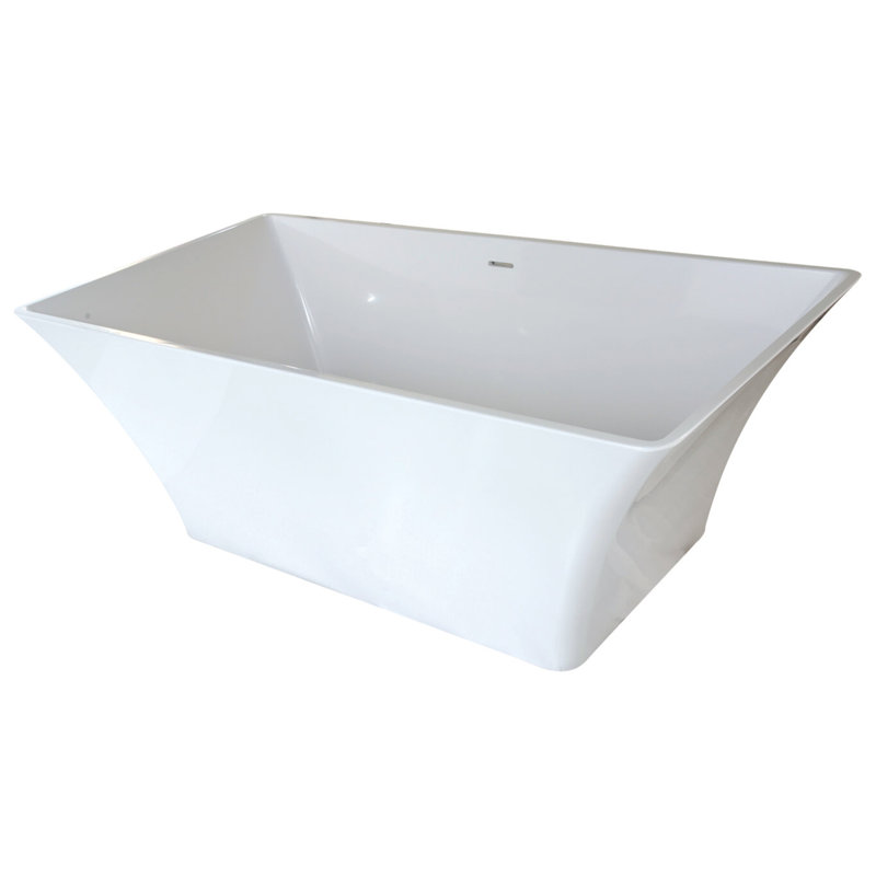 Hyde 68'' x 34'' Soaking Solid Surface Bathtub, Satin Nickel, Matte White