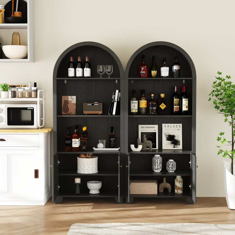 Garde-manger 71 po H avec bibliothèques, armoire de rangement avec tablettes ouvertes (ensemble de 2), Noir