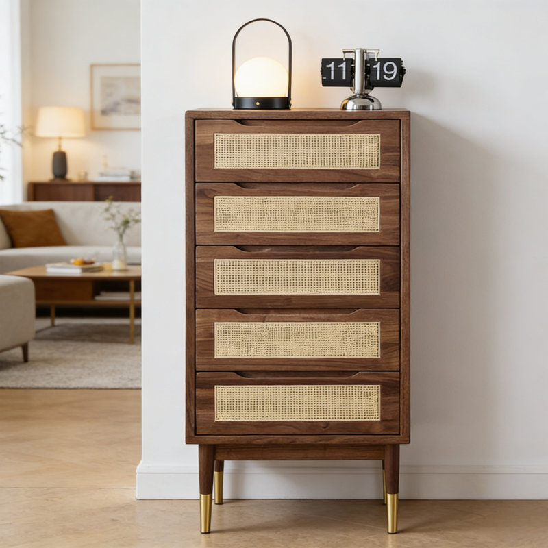 Commode décorative à poignée en rotin, H 42,52 po x l 31,5 po x P 15,75 po