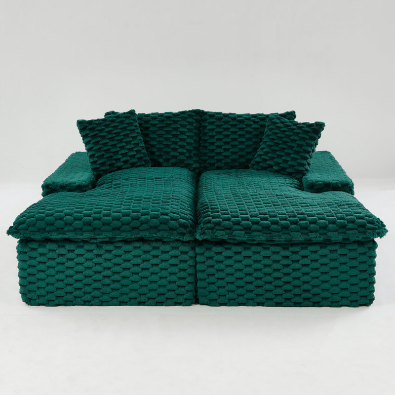 Chaise longue double en velours Turtle, Vert