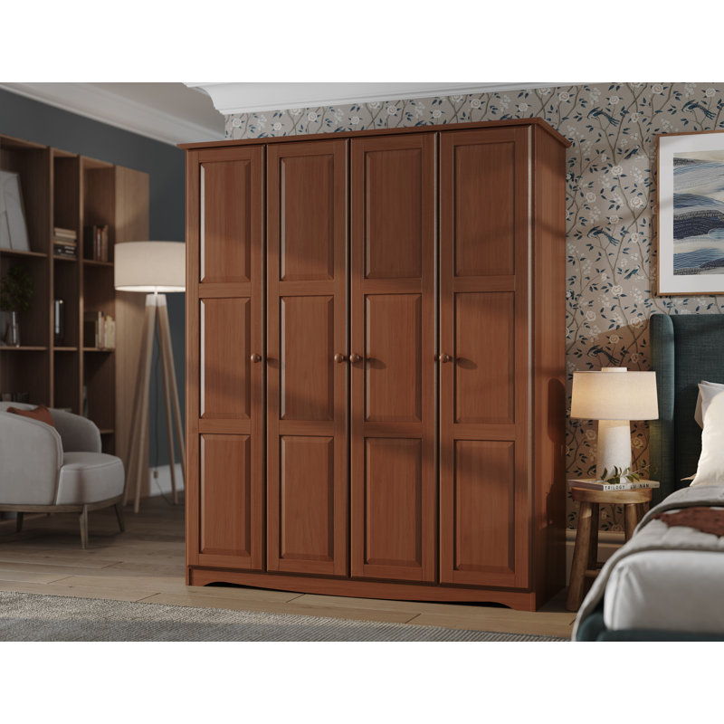 Armoire-penderie 100% bois Arieyana, Moka