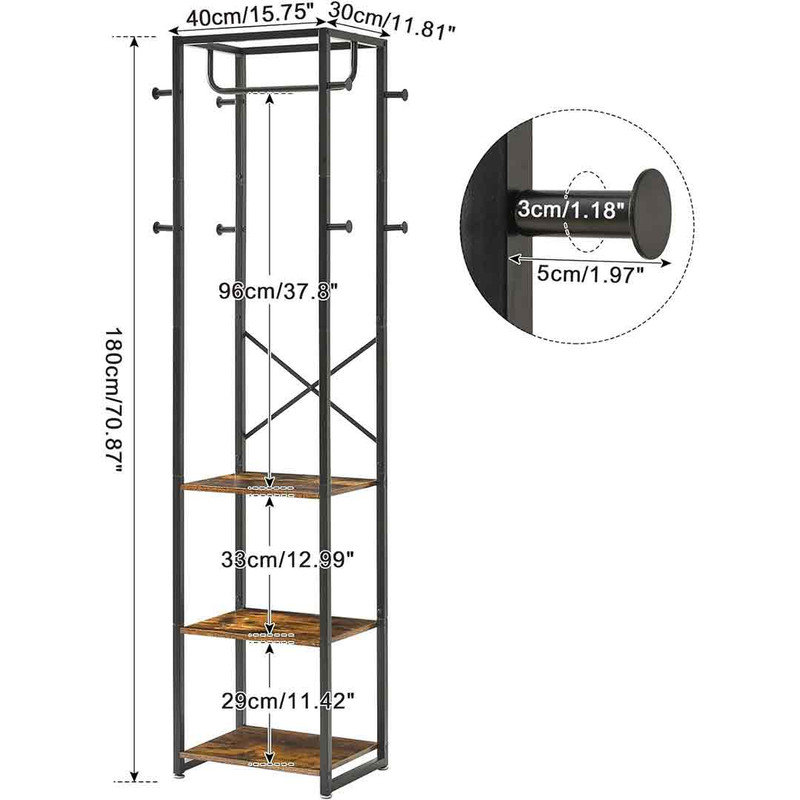Bringewood Freestanding 8 - Hook Coat Rack, Brown