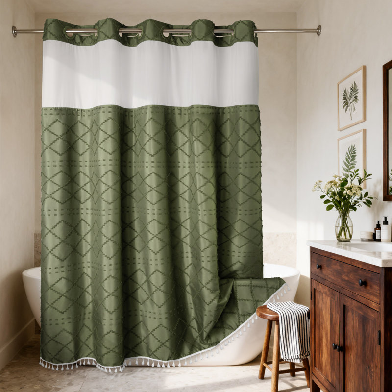 Rideau de douche Shorey, H 86 po x l 71 po, Vert profond