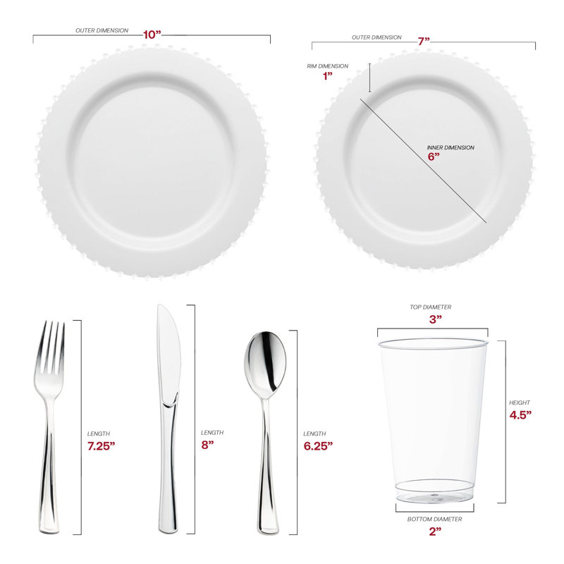 Ensemble de perles blanches rondes jetables en plastique pour mariage - 30 pièces