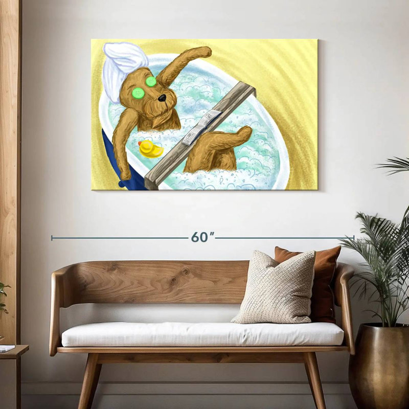 Ketti Dog In A Bubble Bath, 30" H x 45" W