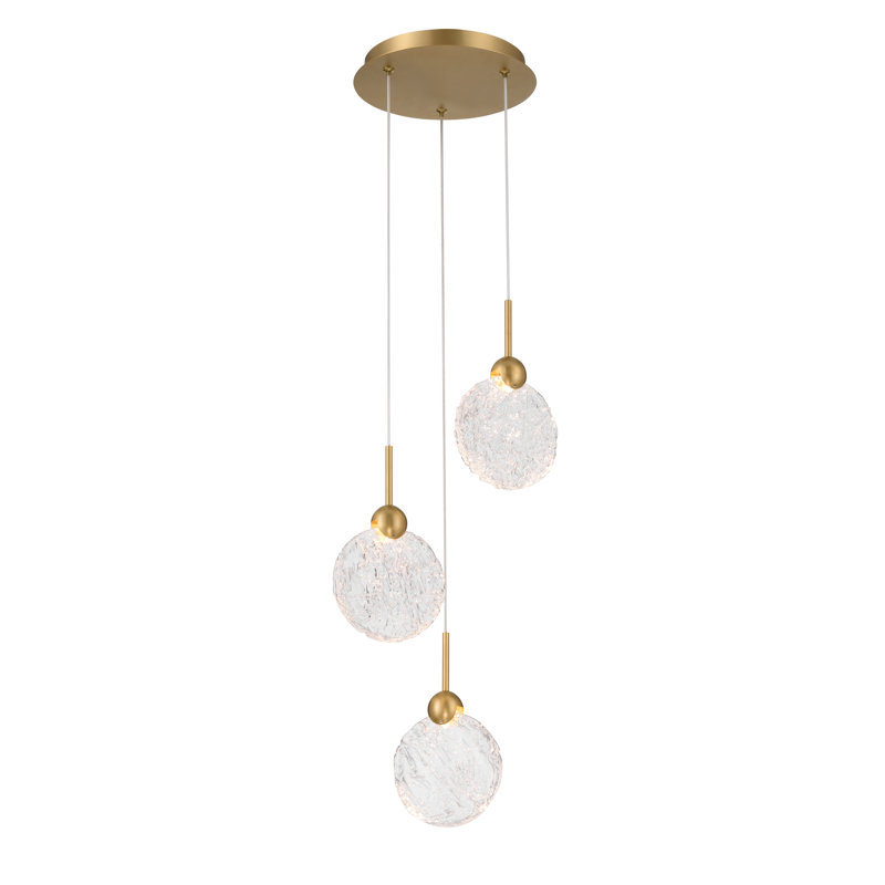 Luminaire suspendu 10 po à DEL Briselle, Trois lumières, H 10,25 po x l 10 po x P 10 po