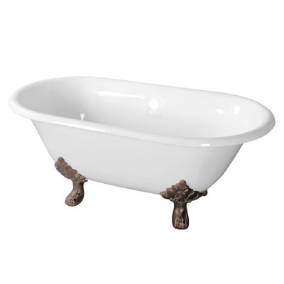 Kingston Brass Aqua Eden 60-Inch Cast Iron Oval Double Ended Clawfoot Tub (No Faucet Drillings)