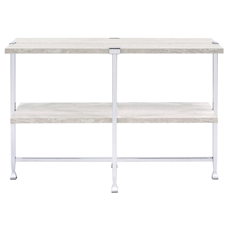 Chêne blanc et table avec tablette, offrant un endroit élégant pour vos effets personnels, rehaussant l'esthétique de la décoration intérieure
