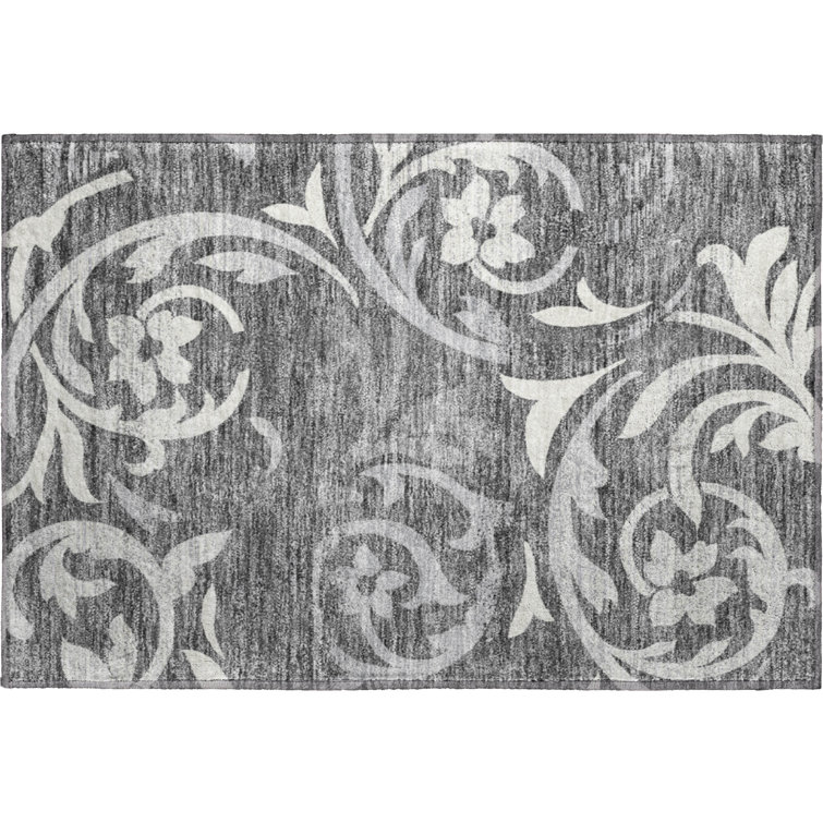 Premium Machine Washable Prisco Charcoal Rug