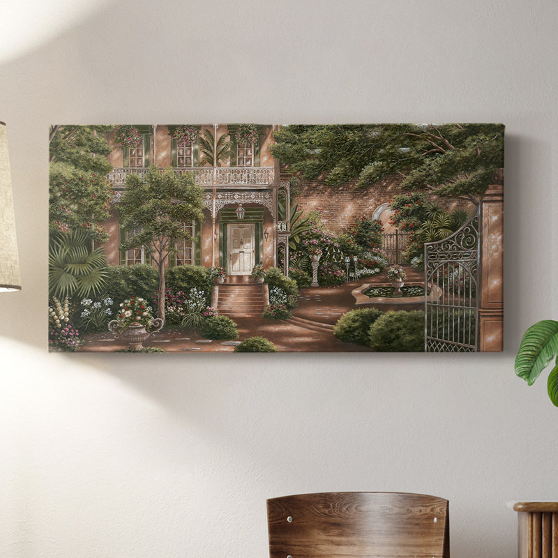 Jane's Courtyard II - Toile tendue avec châssis - Prêt à accrocher, H 24 po x l 48 po