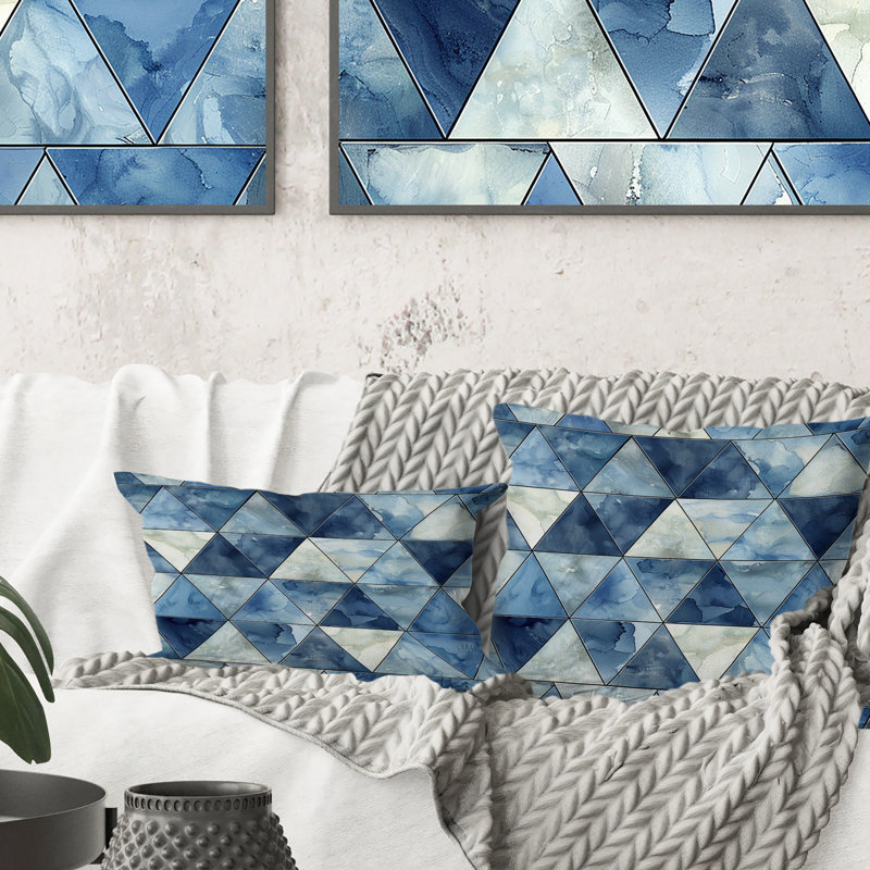 Coussin lombaire moderne bleu et blanc I