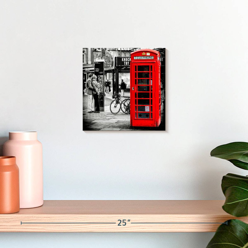 Cabine téléphonique rouge Sireci, H 10 po x l 10 po
