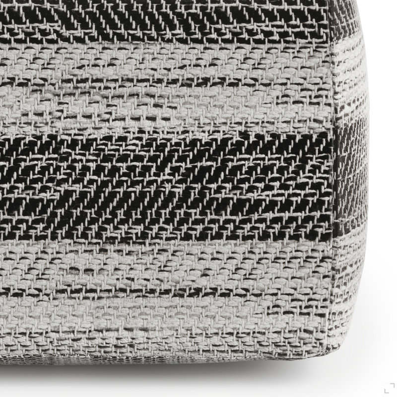 18 Inch Wide Square Pouf In Grey Melange Cotton