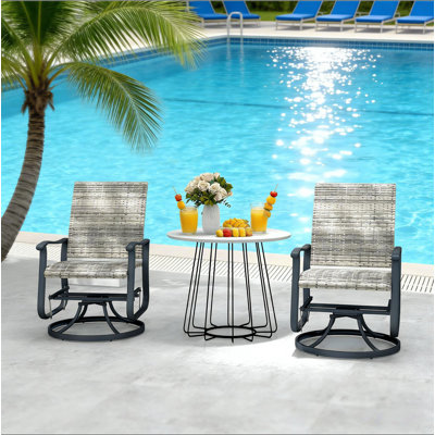 Outdoor Glider Chair,Wicker Rattan Swivel Chair Set