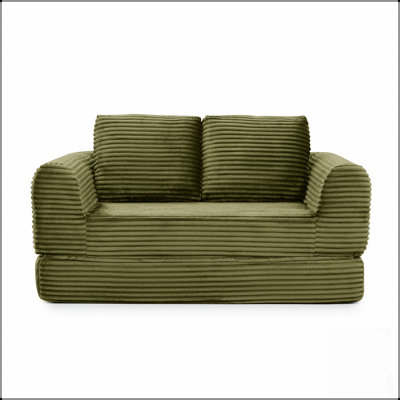 Canapé-lit pliant convertible 2-en-1, canapé-lit en velours côtelé moderne avec 2 coussins, causeuse modulaire rembourrée avec lit escamotable Futon