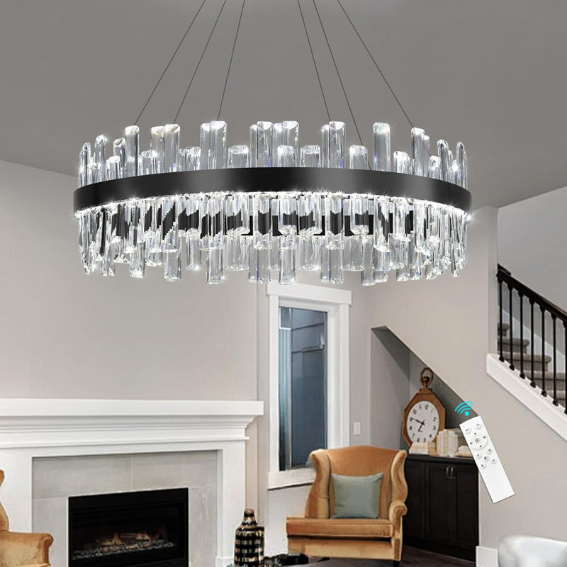 Lustre en cristal Crystal Glam, Noir mat