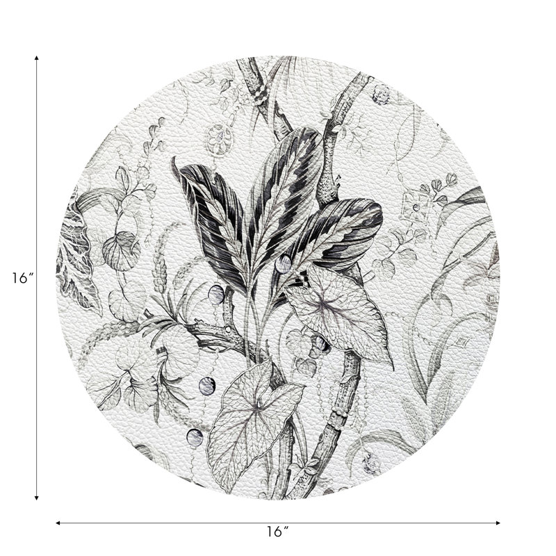 Amazonia Pebble 16" Vinyl Placemat, Dovecote Black White