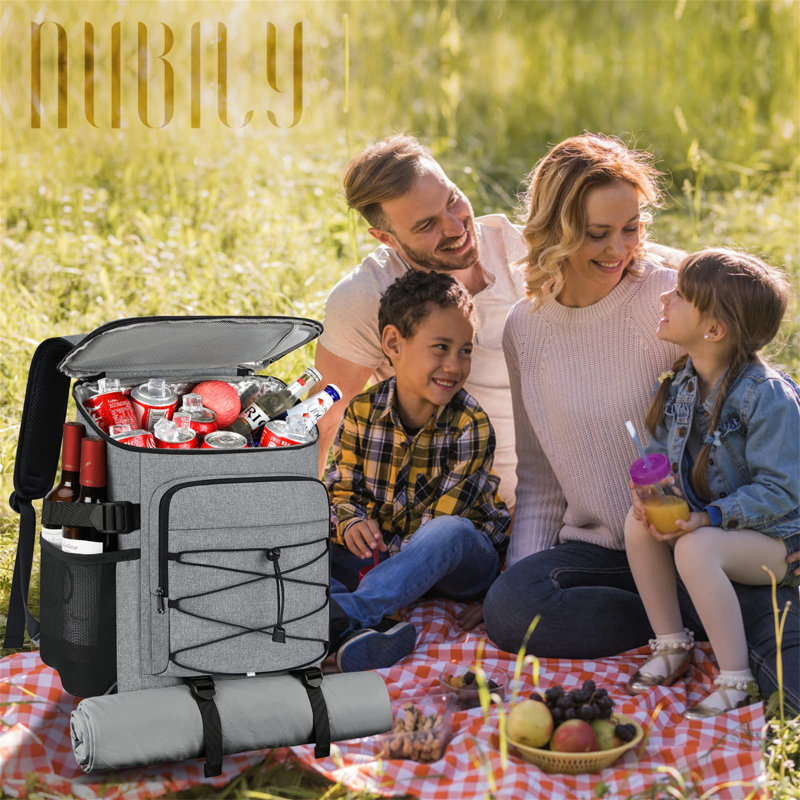 Cooler Backpack 30L Picnic Backpack Waterproof And Leakproof Large Insulated Cooler Bag, Grey