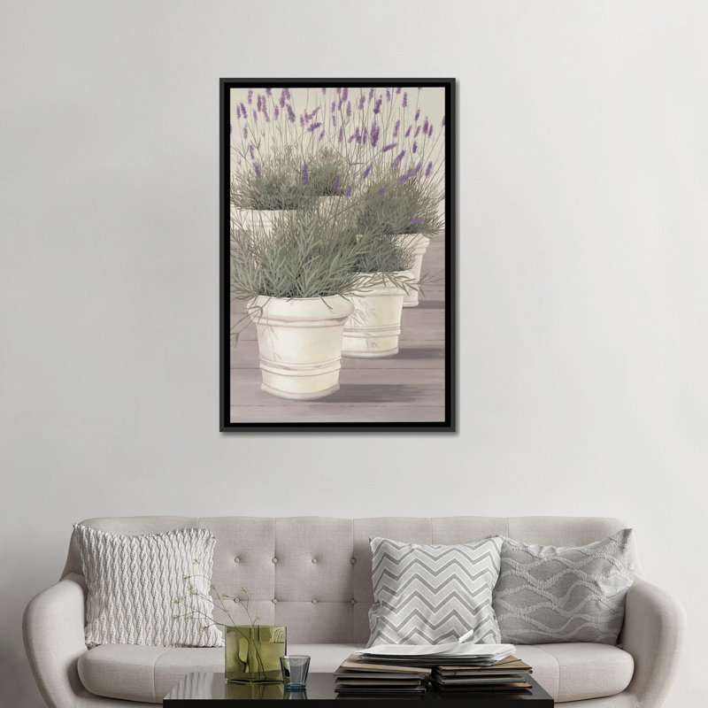 « lavande », impression sur toile, H 26 po x l 18 po x P 1,5 po, Toile avec cadre flottant noir, Pas de tapis