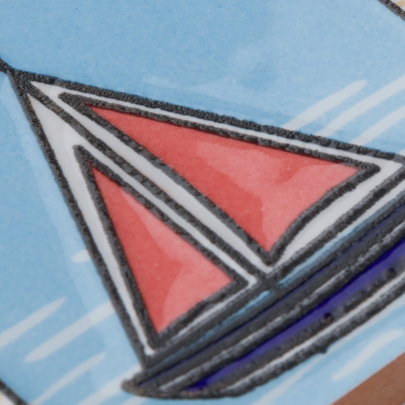 Captain Nautilius 2" x 8" Ceramic Specialty Trim in Navy Blue/Beige/Red