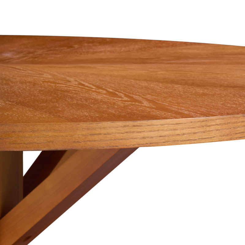 Table de salle à manger ronde en bois massif 59 pouces Evonia, H 31,5 po x L 59 po x l 59 po, Brun