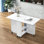 Table de salle à manger pliante profonde de 47,2 pouces avec 6 tablettes de rangement freinées et 2 tablettes de couleur blanche, idéale pour les petits espaces