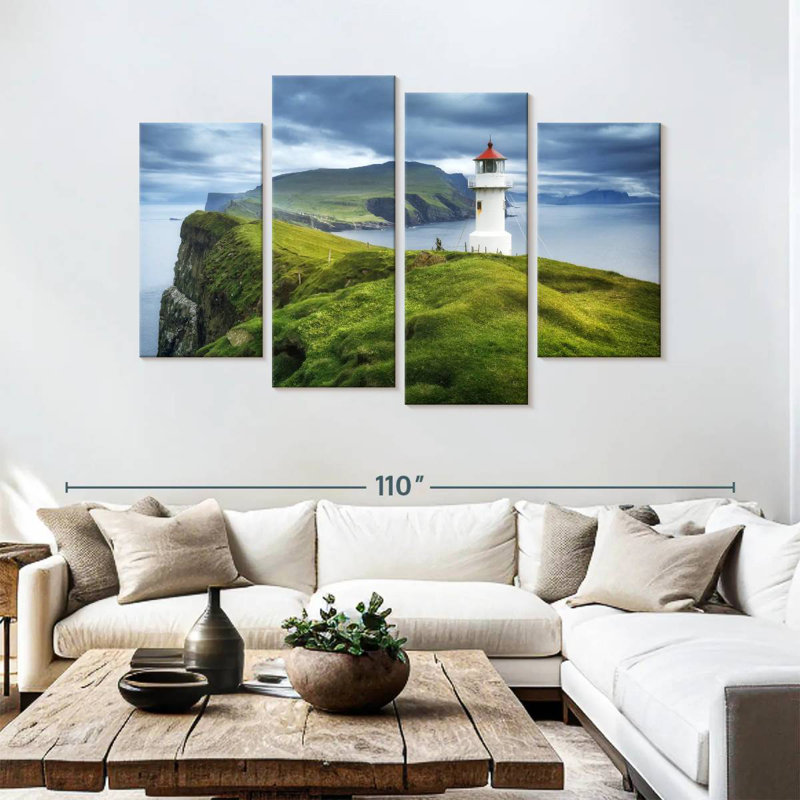 Tempête Aletra au-dessus du phare de Mykines, H 54 po x l 84 po