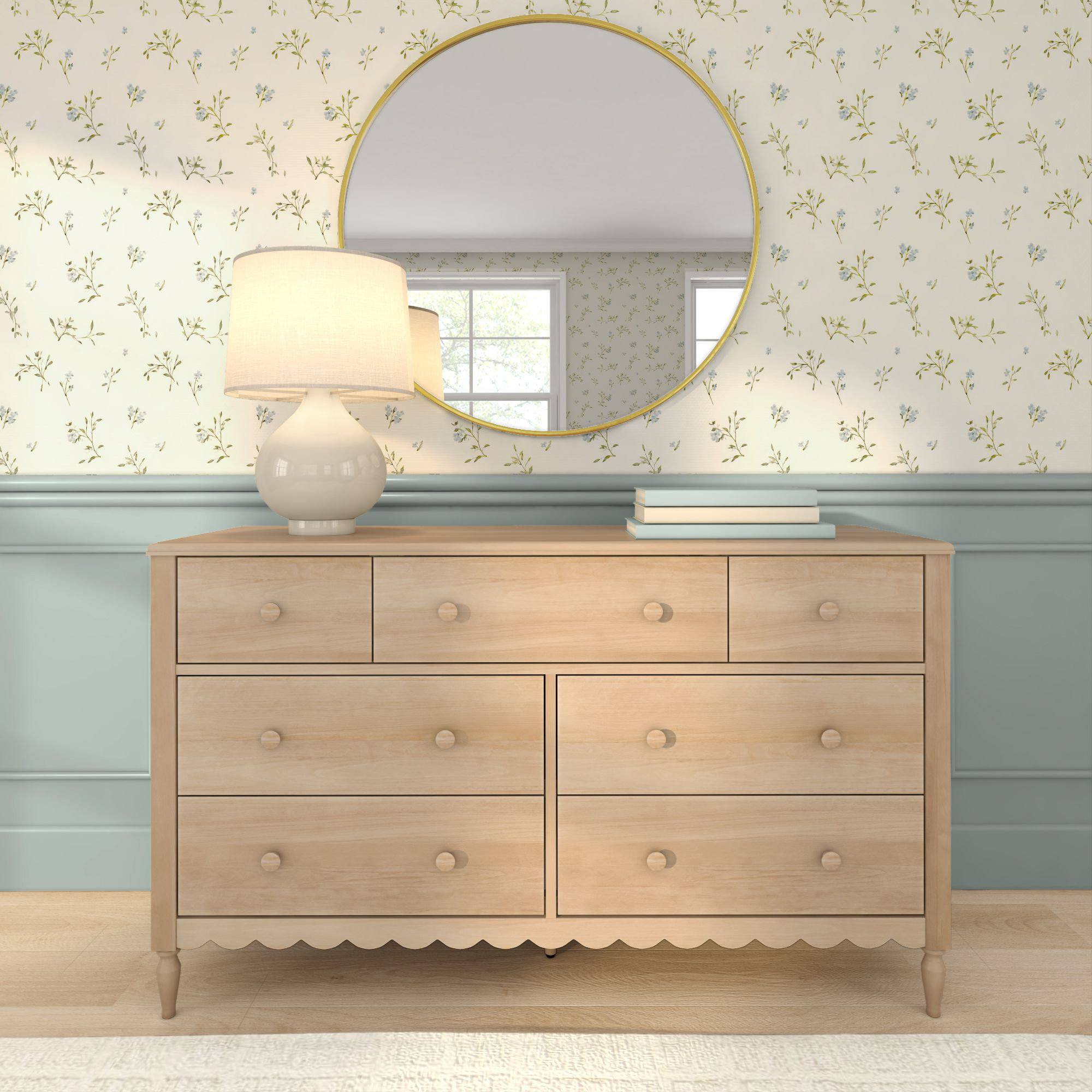 Charlotte 7 Drawer Dresser, Pecan, Blonde