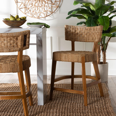 Binisha Bali & Pari Sabit Bohemian Seagrass And Mahogany Wood Counter Stool by Bay Isle Home