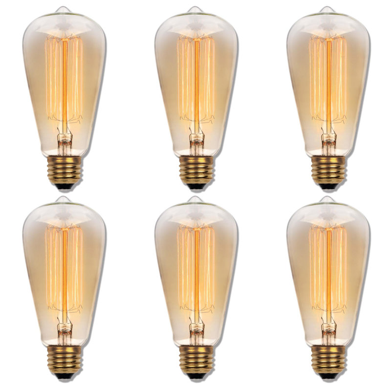 60 Watt ST19 Incandescent, Dimmable Light Bulb, (2200K) Amber Colored E26/Medium (Standard) Base