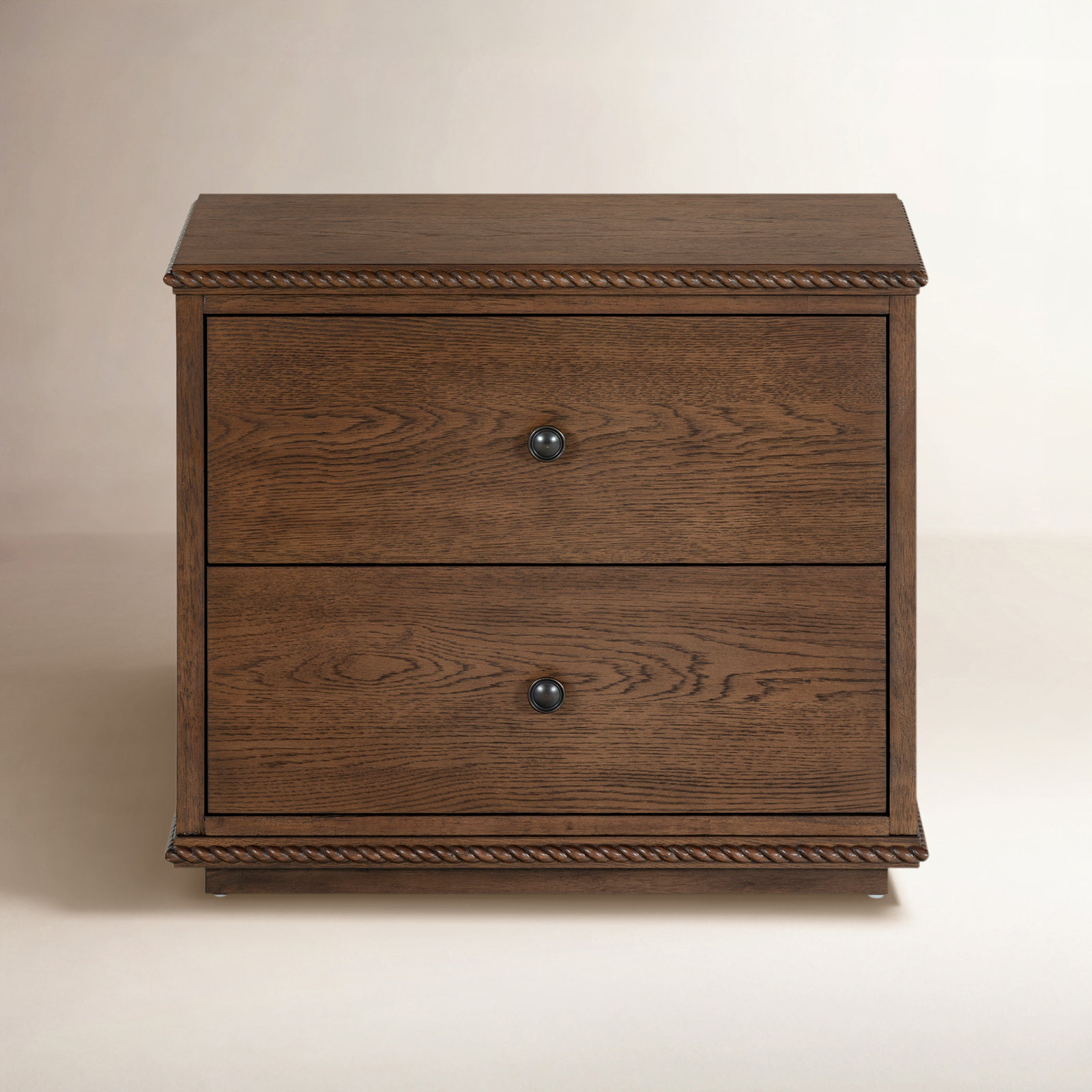 Nightstand with Rope Detailing, Dark Walnut