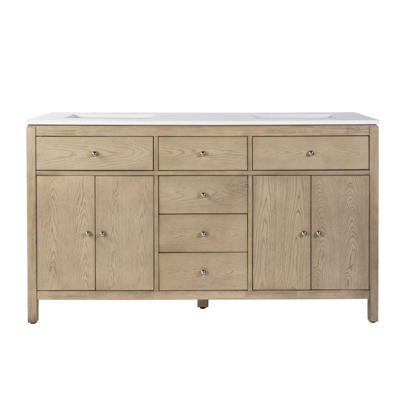 Nora 60 in. W Quartz Single Sink Bathroom Vanity Set, Brown