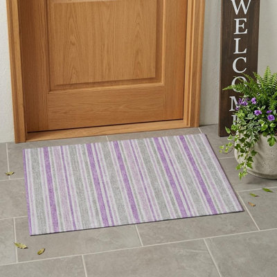 Tapis extérieur lavable antidérapant à rayures perlées 2 pi x 3 pi
