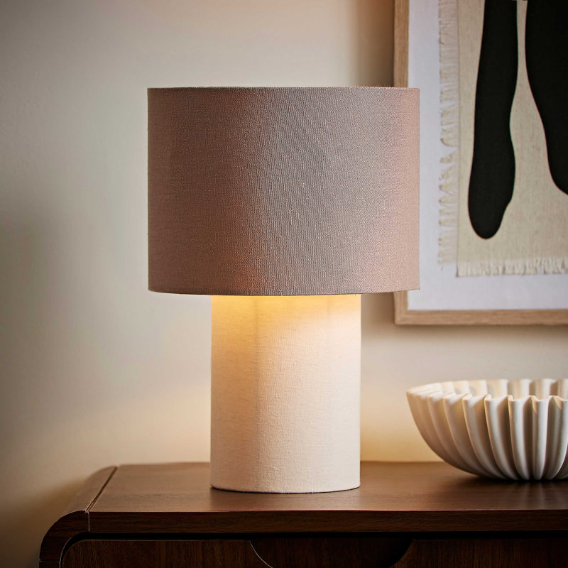 Dereke Fabric Table Lamp, Tan, Brown