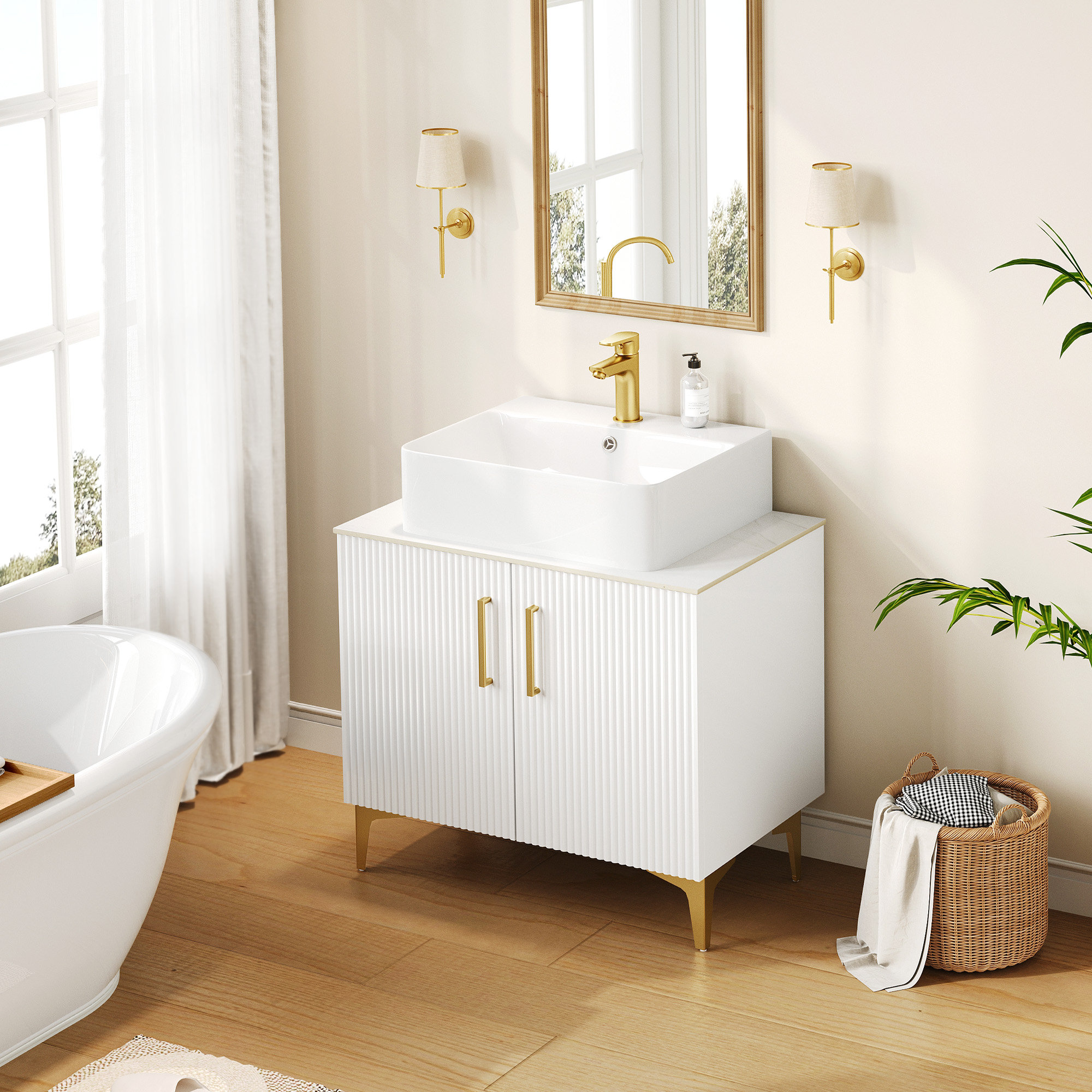 Willa Arlo Interiors Rexford 29.9\'\' Free-Standing Bathroom Vanity with  Stone Top | Wayfair