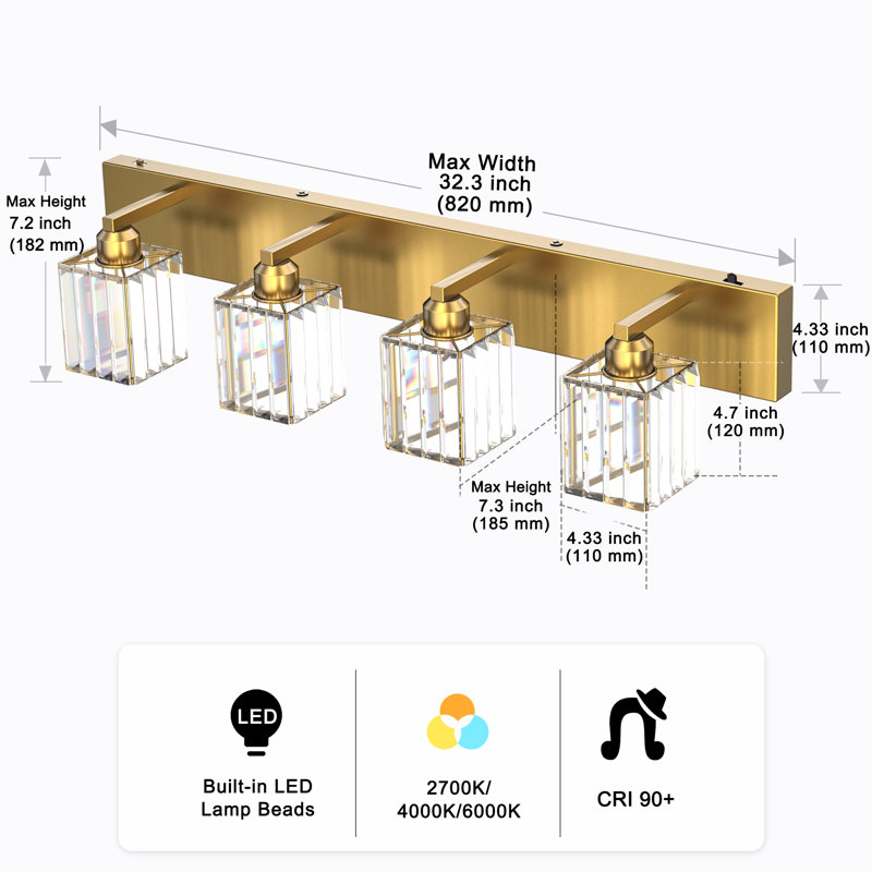 Sanfiel 3 - Light LED Vanity Light, Gold, 4