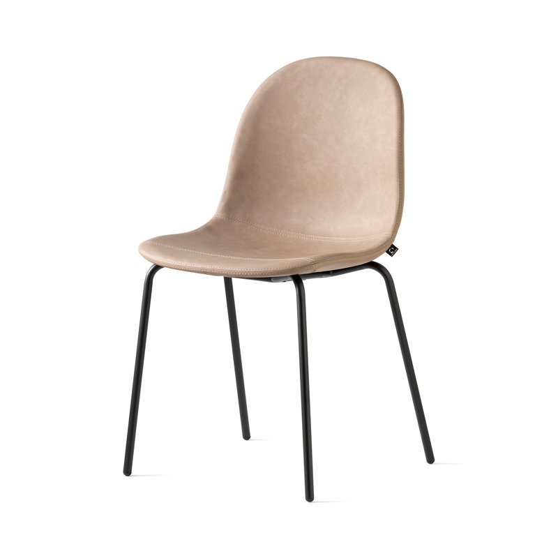 Academy Upholstered Armless Chair with Metal Frame, Black