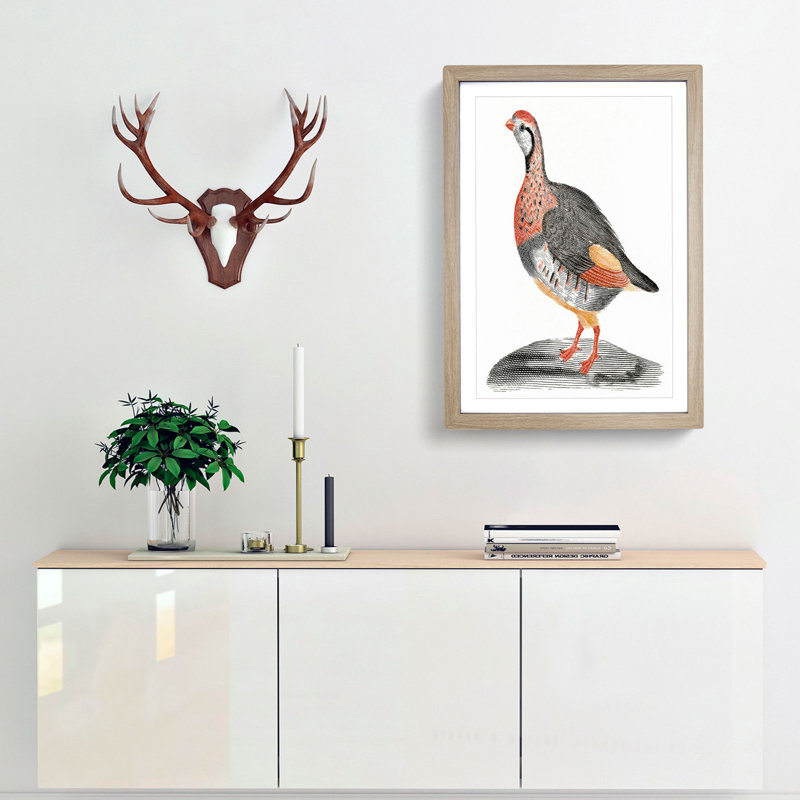 A Partridge by Johan Teyler - Framed Print, 63cm H x 45cm W x 2cm D, Oak Framed
