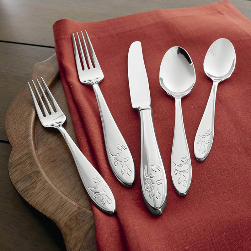  Butterfly Meadow 65-Piece Dishwasher Safe Flatware Set, Service for 12