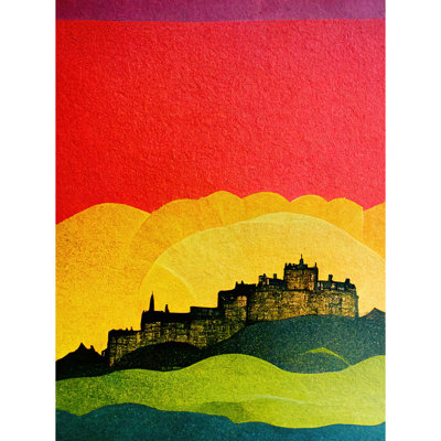 Modern Edinburgh Castle Rainbow Sunset Cityscape - Print