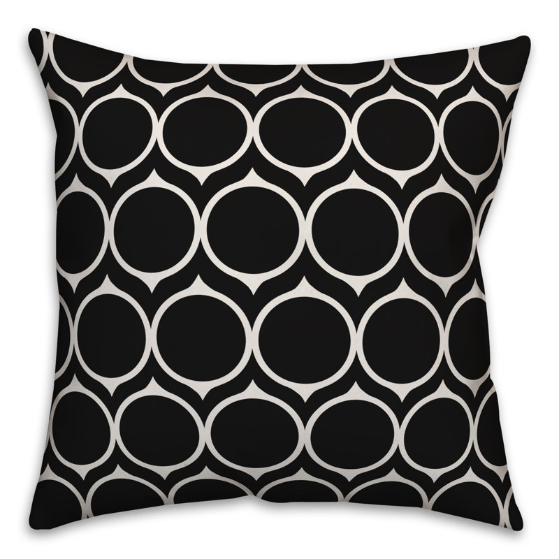  Mid Mod Circles Throw Pillow, 16" x 16", Black, No Fill