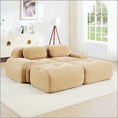 Canapé en forme de L de 82 po en velours côtelé doux, conception modulaire, combinaisons multiples, accoudoirs courbés, aucun assemblage requis, éponge à haute résilience, idéal pour les salons, les aires de repos et les chambres à coucher
