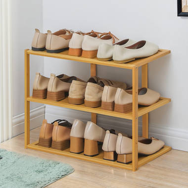 MoNiBloom 3 Tiers 9 Pairs Folding Shoe Rack, Installation-Free Bamboo Organizer  Storage Shoes Shelf for Home & Reviews