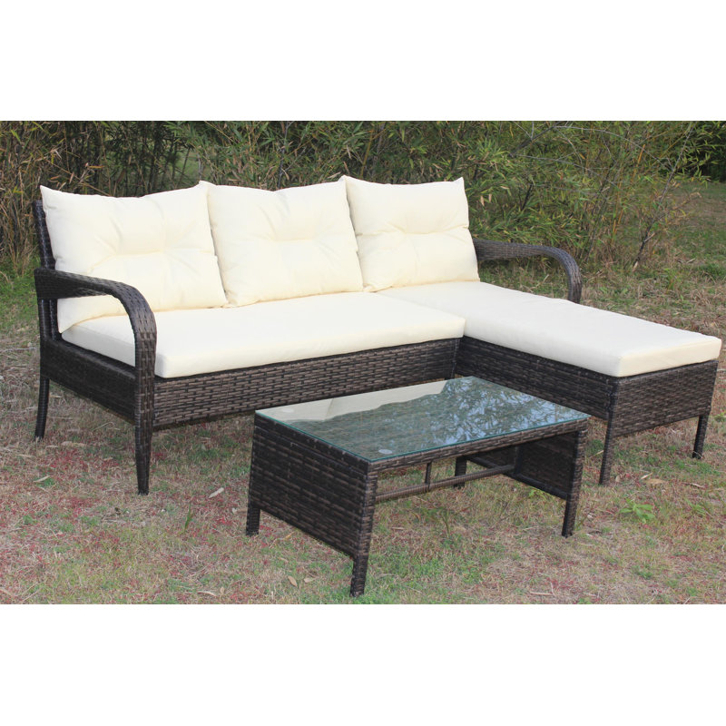 Keillin 68 " W Wicker Patio Sectional with Cushions