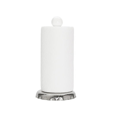 Silver Paper Towel Holder with White Marble Tip