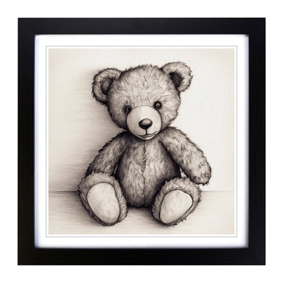 Teddy Bear Drawing - Framed Print
