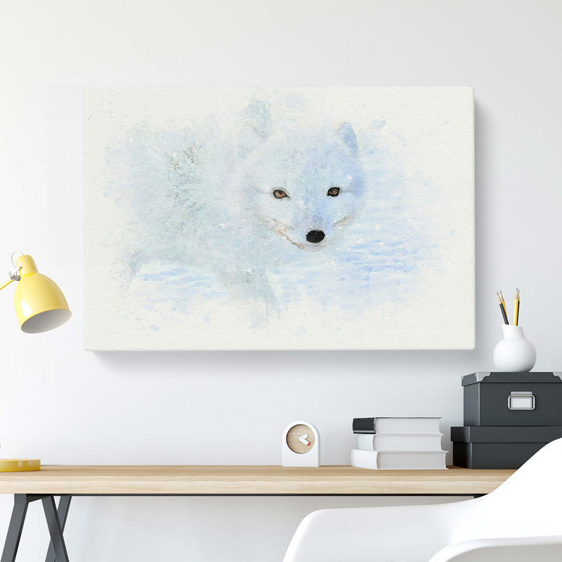Winter Fox In Abstract - Wrapped Canvas, 60cm H x 91cm W x 3cm D