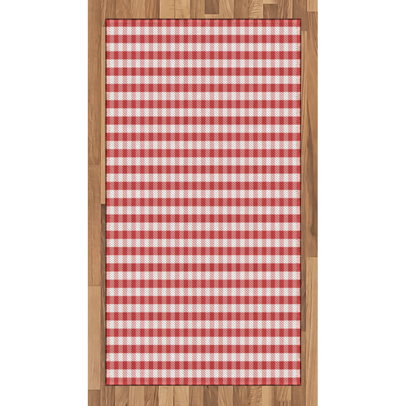 Tapis décoratif à haute densité en fibres de polyester à carreaux, Rectangle 2 pi 7 po x 5 pi